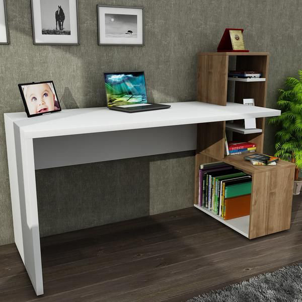 Desk with deals side bookcase